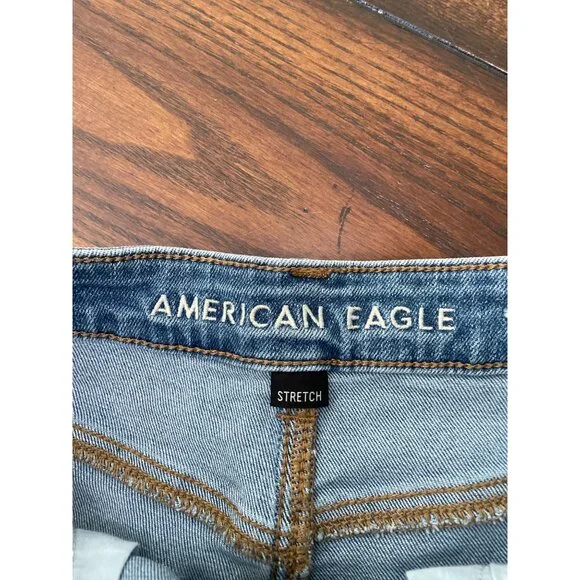 American Eagle Mom Short Jean Shorts Cuffed Light Wash Stretch High Rise 0 - Picture 3 of 8